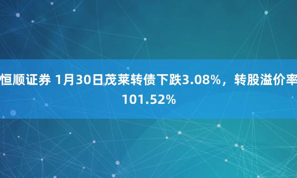 恒顺证券 1月30日茂莱转债下跌3.08%，转股溢价率101.52%